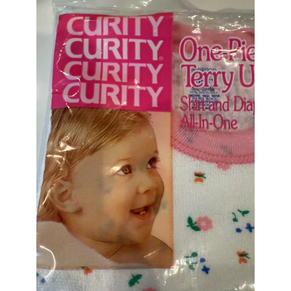Curity 1980s One Piece Underwear Infant Newborn Shirt &‎ Diaper Cover All In One